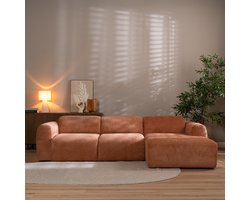 Bronx71® Hoekbank Maine gemêleerde stof terracotta rechts