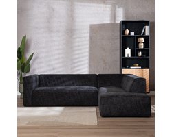 Bronx71® Hoekbank Memphis stof chenille zwart rechts