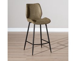 Bronx71® Industriële barkruk Barrel olijfgroen eco-leer 69 cm - barstoel