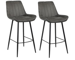 Bronx71® Industriële barkruk Brooke antraciet 74 cm - Barkrukken set van 2 - barstoel