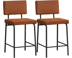 Bronx71® Industriële barkruk Espen cognac eco-leer 64-77 cm - Barkrukken set van 2 - barstoel