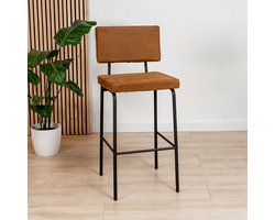 Bronx71® Industriële barkruk Espen cognac eco-leer 64-77 cm - barstoel
