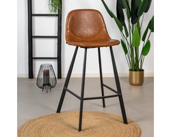 Bronx71® Industriële barkruk Logan cognac leer eco-leer 70 cm - barstoel