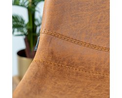 Bronx71® Industriële barkruk Mikky cognac leer 68 - 79 cm - Barkrukken set van 2 - barstoel