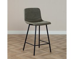 Bronx71® Industriële barkruk Mikky olijfgroen eco-leer 65-78 cm - barstoel