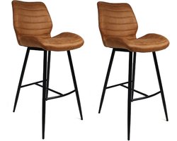 Bronx71® Industriële barkruk Morris cognac 71 cm - Barkrukken set van 2 - barstoel