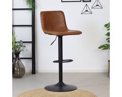 Bronx71® Industriële Barkruk Texas draaibaar eco-leer cognac 60-76cm - barstoel