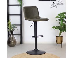 Bronx71® Industriële Barkruk Texas draaibaar eco-leer olijfgroen 60-76cm - barstoel