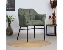 Bronx71® Industriële eetkamerstoel Aaron olijfgroen - stoel