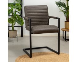 Bronx71® Industriële eetkamerstoel Block antraciet eco-leer - stoel
