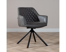 Bronx71® Industriële eetkamerstoel Dex draaibaar antraciet eco-leer - stoel