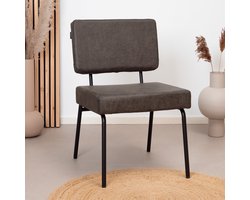 Bronx71® Industriële eetkamerstoel Espen antraciet eco-leer - Eetkamerstoelen set van 4 - stoel