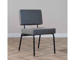 Bronx71® Industriële eetkamerstoel Espen antraciet eco-leer - stoel
