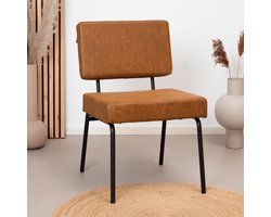 Bronx71® Industriële eetkamerstoel Espen cognac eco-leer - Eetkamerstoelen set van 6 - stoel