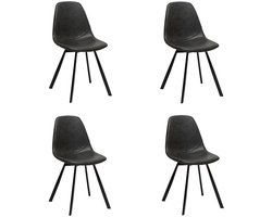 Bronx71® Industriële eetkamerstoel Logan antraciet eco-leer - Eetkamerstoelen set van 4 - stoel