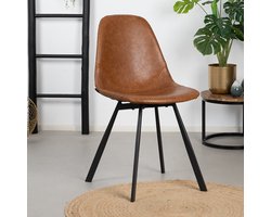 Bronx71® Industriële eetkamerstoel Logan cognac eco-leer - stoel