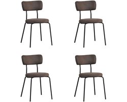 Bronx71® Industriële eetkamerstoel Lyon antraciet eco-leer - Eetkamerstoelen set van 4 - stoel