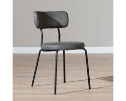 Bronx71® Industriële eetkamerstoel Lyon antraciet eco-leer stapelbaar - stoel