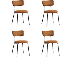 Bronx71® Industriële eetkamerstoel Lyon cognac eco-leer - Eetkamerstoelen set van 4 - stoel