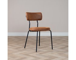 Bronx71® Industriële eetkamerstoel Lyon cognac eco-leer stapelbaar - stoel