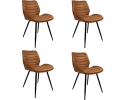 Bronx71® Industriële eetkamerstoel Morris cognac - Eetkamerstoelen set van 4 - stoel