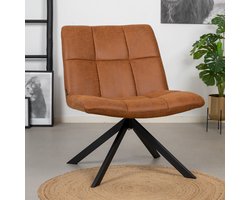 Bronx71® Industriële fauteuil Eevi cognac eco-leer