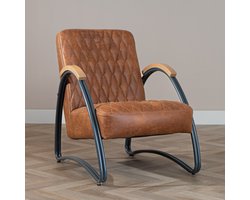 Bronx71® Industriële fauteuil Ivy eco-leer cognac