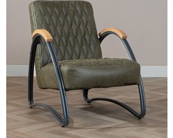Bronx71® Industriële fauteuil Ivy eco-leer olijfgroen
