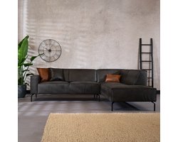 Bronx71® Industriële hoekbank Kansas eco-leer antraciet rechts