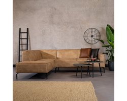 Bronx71® Industriële hoekbank Kansas eco-leer beige links