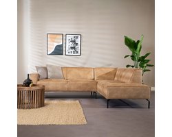 Bronx71® Industriële hoekbank Kansas eco-leer beige rechts