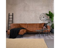 Bronx71® Industriële hoekbank Kansas eco-leer cognac links