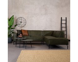 Bronx71® Industriële hoekbank Kansas eco-leer olijfgroen rechts