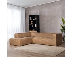 Bronx71® Industriële hoekbank Memphis eco-leer beige links