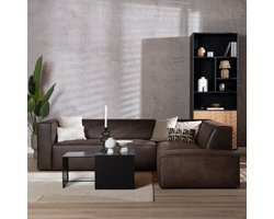 Bronx71® Industriële hoekbank Memphis eco-leer bruin rechts