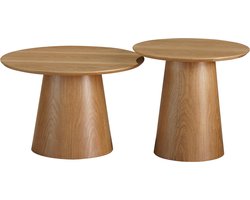 Bronx71® Salontafels Ash set van 2 Ø50 en Ø62 cm blank eiken - Salontafel rond