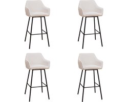 Bronx71® Scandinavische barkruk Andor gerecyclede stof off white 65-78 cm - Barkrukken set van 4 - barstoel