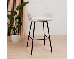 Bronx71® Scandinavische barkruk Andor gerecyclede stof off white 65-78 cm - barstoel