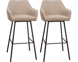 Bronx71® Scandinavische barkruk Andor gerecyclede stof taupe 65-78 cm - Barkrukken set van 2 - barstoel