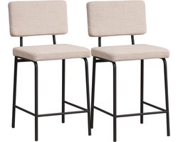 Bronx71® Scandinavische barkruk Espen beige gerecyclede stof 64-77 cm - Barkrukken set van 2 - barstoel