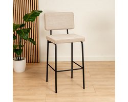 Bronx71® Scandinavische barkruk Espen beige gerecyclede stof 64-77 cm - barstoel