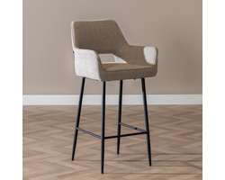 Bronx71® Scandinavische barkruk Inga gerecyclede stof taupe 78 cm - barstoel