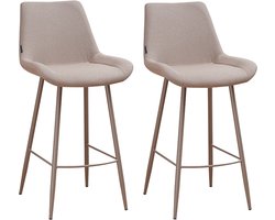 Bronx71® Scandinavische barkruk Maud gerecyclede stof taupe 74 cm - Barkrukken set van 2 - barstoel