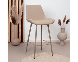 Bronx71® Scandinavische barkruk Maud gerecyclede stof taupe 74 cm - barstoel