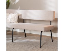 Bronx71® Scandinavische eetkamerbank Espen beige gerecyclede stof 190 cm - eettafelbank - eetbank