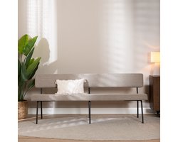 Bronx71® Scandinavische eetkamerbank Espen taupe gerecyclede stof 190 cm - eettafelbank - eetbank