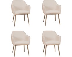 Bronx71® Scandinavische eetkamerstoel Elin off white gerecyclede stof - Eetkamerstoelen set van 4 - stoel