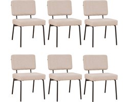 Bronx71® Scandinavische eetkamerstoel Espen beige gerecyclede stof - Eetkamerstoelen set van 6 - stoel