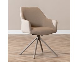 Bronx71® Scandinavische eetkamerstoel Ida draaibaar gerecyclede stof taupe - stoel