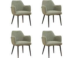 Bronx71® Scandinavische eetkamerstoel Lars groen gerecyclede stof - Eetkamerstoelen set van 4 - stoel